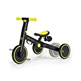 Kinderkraft Triciclo 3in1 4TRIKE, Mini bici, Carrello, Sella regolabile, Pieghevole, da 12 mesi a 5 anni, Nero