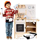 Kinderplay banco da lavoro per bambini - Laboratorio Tool & Brains per bambini, 40 accessori inclusi nel set GS0041