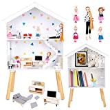 Kinderplay Grande casa delle bambole in legno - Casa delle bambole, adatta per bambole Barbie, include 22 accessori più un ...