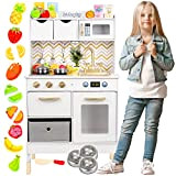 Kinderplay Grande Cucina Giocattolo per Bambini - Legno Vintage Bianca Accessori per Cucina, Cucina per Bambini, Gioco in Legno, alta ...