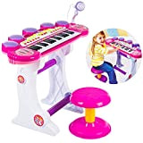 Kinderplay Pianola Bambini, Pianoforte per Bambini - Tastiera 37 Tasti Microfono e Sgabello, Pianoforte Bambini, Altezza con Microfono 60 cm ...