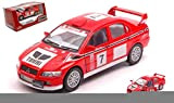 Kinsmart MODELLINO in Scala Compatibile con Mitsubishi Lancer Evo VII WRC N.7 Red/White cm 12 Box KT5048W