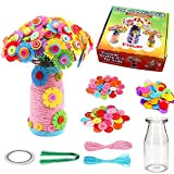 Kit Artigianato di Fiori per Bambini, Fai-da-Te Bouquet di Fiori Creative DIY Vaso Art Craft Kit con Bottoni Colorati e ...