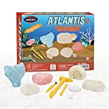 Kit di scavo nell'oceano per bambini, CestMall Mini kit di scavo 5 in 1 con lente d'ingrandimento Martello e pennello ...
