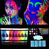 Kit Face Painting,8 Colori del Corpo del Viso Body Painting kit,Vernice Fluorescente Colorato,Neon Kit per Pelle Viso Corpo,Fluo Party UV ...