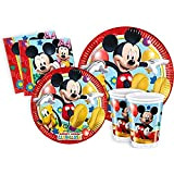 Kit Party Tavola Disney Mickey Mouse Club House per 8 Persone (44 pezzi: 8 piatti carta Ø23cm, 8 piatti carta ...