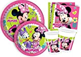 Kit Party Tavola Disney Minnie Happy Helpers per 24 persone (112 pezzi: 24 piatti carta Ø23cm, 24 piatti carta Ø20cm, ...