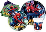 Kit Party Tavola Marvel Spider-Man Team-Up per 24 persone (112 pezzi: 24 piatti carta Ø23cm, 24 piatti carta Ø20cm, 24 ...