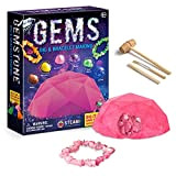 Kit per scavo di gemme del National Geographic per bambini Kit di scavo per pietre preziose rosa Fare cristalli Braccialetti ...
