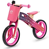 kk Kinderkraft Bicicletta in Legno RUNNER, Bici Senza Pedali, Sella Regolabile, Accessori, per Bambini fino 35 kg, Rosa