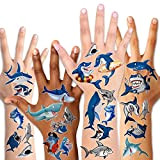 KonSait Squalo Tatuaggi temporanei per Bambini, Impermeabile Tatuaggio Tattoos Adesivi Compleanno Gadget per Bambini Ragazzi Festa di Compleanno Regalo Giocattolo, ...