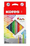 Kores - Kolores Style: 15 Matite Colorate per Bambini, Principianti e Adulti, Tonalità Metalliche e Fluo per Carta Kraft, Bianca ...
