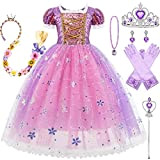Kosplay Costume da Principessa Rapunzel per Bambina Vestito da Principessa con Accessori Ragazze Compleanno Partito Abiti Natale Halloween Carnevale Cosplay ...