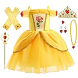 Kosplay Principessa Belle Costume Bambina Vestito da La Bella e la Bestia con Accessori Costume da Halloween Carnevale Cosplay Compleanno ...