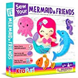 KRAFUN sirene kit decoupage per bambini, Kit Feltro Fai Da Te, feltro kit artigianale, include 5 bambole di animali marini ...