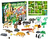 KreativeKraft Calendario dell'Avvento 2022 Bambini 24 Giocattoli Dinosauri(Multicolore Zoo Animals)
