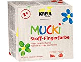 KREUL 28400 - Mucki Set di 4 barattoli di colori tessili per dita 150 ml Vernice vegana a base d'acqua ...