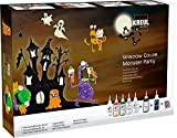 KREUL Window Monster Party 42850-Set di 5 Colori 80 ml per Contorno e Luce Notturna, 2 pellicole, 150 Pietre e ...