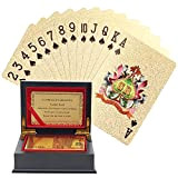Kurtzy Carte da Poker Placcate Oro 24K - Mazzo di Carte Oro Impermeabile in Lamina per Magia, Poker e Feste ...