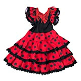 La Senorita Vestito Flamenco Spagnolo/Costume Niño Lusso Rosso Nero - per Ragazzi/Bambini (Taglia 12, 140-146 - 95 cm, 9/10 Anni)