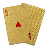 Lage Carte da Poker Professionali Deluxe Dorate, Mazzo di Carte da Gioco Oro Impermeabili, Plastificate, Lavabili, Flessibili, 52 + 2, ...