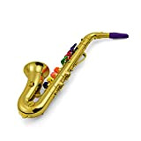 LAOJIA Sassofono Strumenti musicali a fiato per bambini Sassofono in oro metallico ABS con 8 tasti colorati,sassofono giocattolo