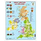 Larsen K18 Mappa Politica della Gran Bretagna e dell'Irlanda, Edizione Inglese, Puzzle Incorniciato con 48 Pezzi