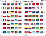 Larsen L2 Puzzle delle bandiere, edizione Italiano, Puzzle Incorniciato con 80 pezzi