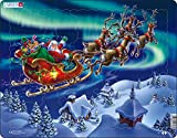 Larsen XM1 Babbo Natale e la Sua Slitta all'aurora boreale, Puzzle Incorniciato con 26 Pezzi