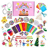 Lavoretti Creativi per Bambini, 1200+ Pezzi Kit Creativo Bambina Attivita Creative per Bambini, Sticks, Piume, Glitter Palla Pompon, Scovolini Pipa, ...