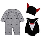 Le SSara Baby Devil & Vampiro Halloween Romper Neonato Body Costume Abiti 3pcs (70,Grey)