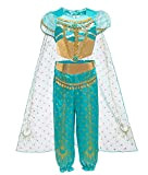 Le SSara Costume Jasmine Princess per Bambini Paillettes Halloween Aladdin Arabian Costume Set Dress Up for Girls (110 (4-5 Years), ...