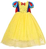 Le SSara Ragazze Principessa Neve Bianco Costume Fantasia Fata vestirsi Abito Cosplay con Mantellina (100, E70-yellow)