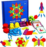 LEADSTAR Montessori Puzzle in Legno di 155 Forma Geometrica,Tangram Toy Card Divertente Giocattolo Educativo, Tangram Montessori Giocattoli con 24 Pezzi ...