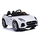 Lean Toys Auto elettrica Jaguar F-Type Bianco Pneumatici Eva, Sedile in Pelle 2.4 G USB SD MP3 Auto Veicolo per ...