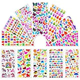 Leenou Adesivi per Bambini, 1000+ Adesivi 3D Stickers per Puffy Adesivi per Regali Gratificanti Scrapbooking Inclusi Camion, Unicorno, Animali, Pesci, ...