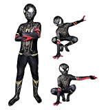 Leezeshaw Costume nero e oro da supereroe Spiderman nero, unisex, per adulti e bambini, in Lycra Spandex, tuta aderente Zentai, ...