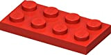 LEGO Classic - 100 Piastre 2 x 4 (3020) con separatore in Pietra (Rosso)