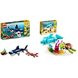LEGO Creator Creature degli Abissi: Squalo, Granchio e Calamaro o Rana Pescatrice, Giocattoli per Bambini & Creator 3in1 Delfino e ...