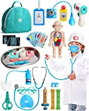 Lehoo Castle Valigetta medica per bambini, in legno, giocattolo medico, kit di gioco di ruolo, regalo per bambini e ragazze, ...