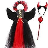 lembrd Set di Costumi da Diavolo di Halloween - Halloween Dress Up Wings Horn Headband Bacchetta,Bomboniere per Feste Cosplay Accessori ...
