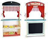 Leomark Grande Giocattolo teatro delle Bambole per Bambini teatrino in Legno sipario e Negozio mensola per Giocare, Prodotti Alimentari in ...
