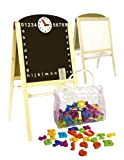 Leomark lavagna per bambini 2in1, lavagna per dipingere, lavagna magnetica in legno compresi accessori oltre 100 pezzi, giocattoli educativi, dimensioni: ...