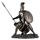 Leonidas with Shield and Spear Figurine Bronzed Feldherr Spartan by Veronese