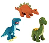 Les JEMINOSAURES - Set di 3 peluche Dinosauro Diplodocus, Velociraptor e StegosAURE +/- 18 cm, 100% riciclo