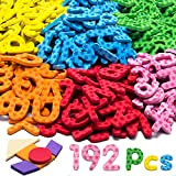 Lettere e numeri magnetici per educare i bambini, set di 192 pezzi in schiuma a 9 colori (con blocchi di ...