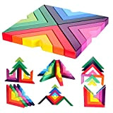 Lewo di Legno Arcobaleno Gioco impilabile Geometria Costruzioni Creativo annidamento Giocattoli educativi Bambini Piccoli