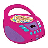 Lexibook Barbie Lettore CD Boombox, Jack per Microfono, AUX in, AC o Funziona a batterie, Rosa, Colore, RCD108BB