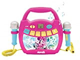 Lexibook- Disney Minnie-Lettore Musicale Karaoke Portatile per Bambini-Microfoni, Effetti di Luce, Bluetooth, Registrazione vocale e funzioni di Modifica, batterie Ricaricabili