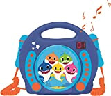 Lexibook- Pinkfong Baby Shark Nickelodeon-Lettore CD Karaoke con 2 microfoni integrati, Funzione di Programmazione, Jack per Cuffie, per i Bambini, ...
